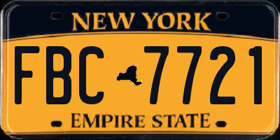 NY license plate FBC7721