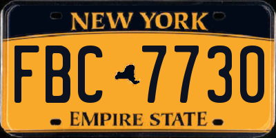 NY license plate FBC7730