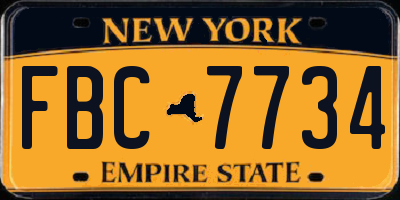 NY license plate FBC7734