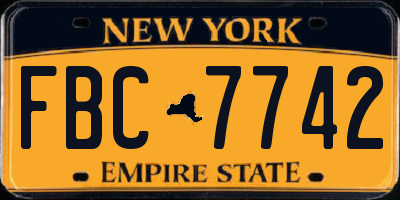 NY license plate FBC7742