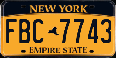 NY license plate FBC7743