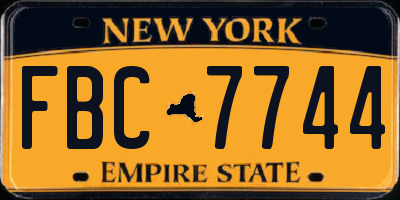 NY license plate FBC7744
