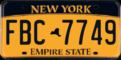 NY license plate FBC7749