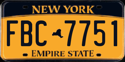 NY license plate FBC7751