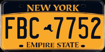 NY license plate FBC7752