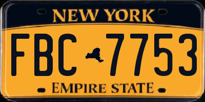 NY license plate FBC7753