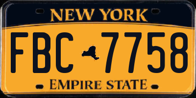 NY license plate FBC7758