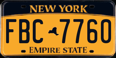 NY license plate FBC7760