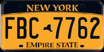 NY license plate FBC7762