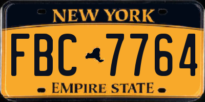 NY license plate FBC7764