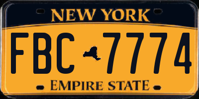 NY license plate FBC7774