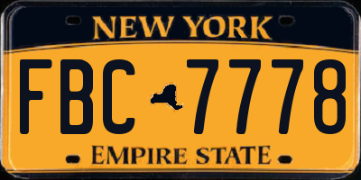 NY license plate FBC7778