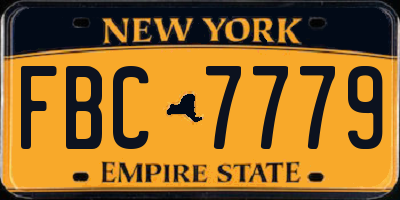 NY license plate FBC7779
