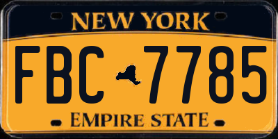 NY license plate FBC7785