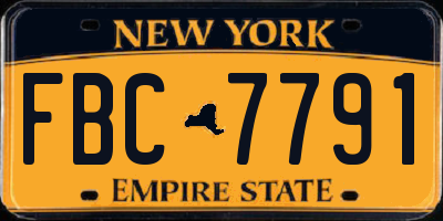 NY license plate FBC7791