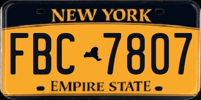 NY license plate FBC7807