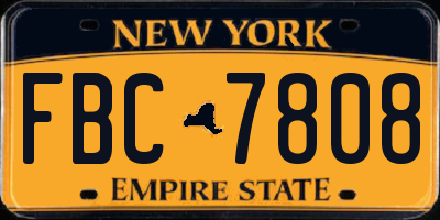 NY license plate FBC7808