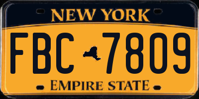 NY license plate FBC7809