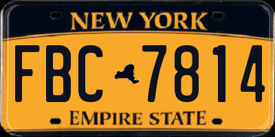NY license plate FBC7814