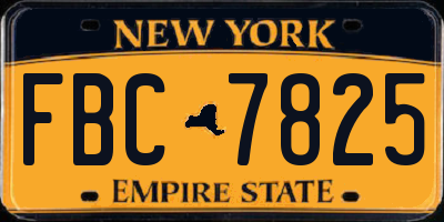 NY license plate FBC7825