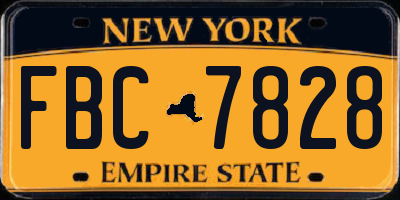 NY license plate FBC7828