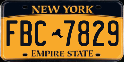 NY license plate FBC7829