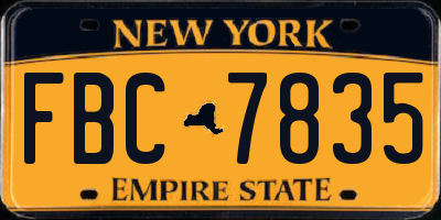 NY license plate FBC7835