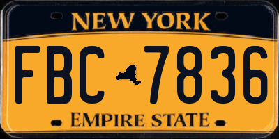 NY license plate FBC7836