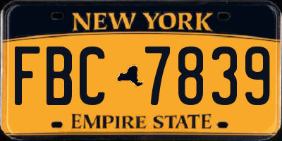 NY license plate FBC7839