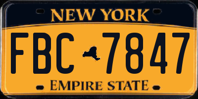 NY license plate FBC7847