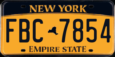 NY license plate FBC7854