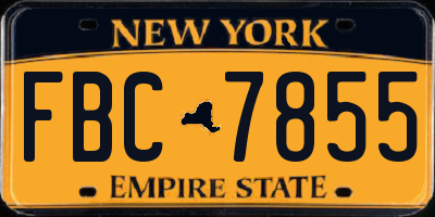 NY license plate FBC7855