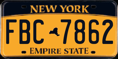 NY license plate FBC7862