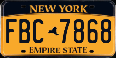NY license plate FBC7868