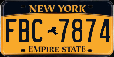 NY license plate FBC7874