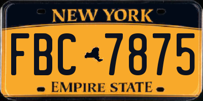 NY license plate FBC7875