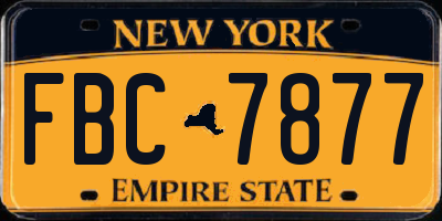 NY license plate FBC7877