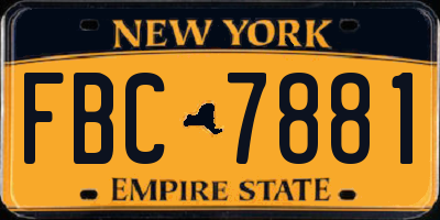 NY license plate FBC7881
