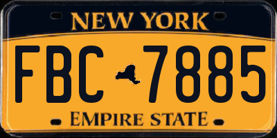 NY license plate FBC7885