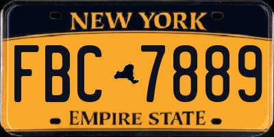 NY license plate FBC7889