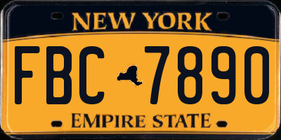 NY license plate FBC7890