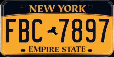 NY license plate FBC7897