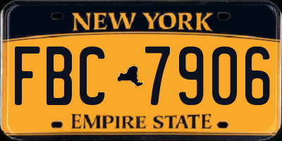 NY license plate FBC7906