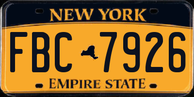 NY license plate FBC7926