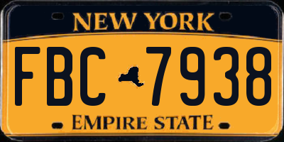 NY license plate FBC7938