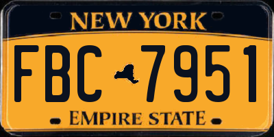 NY license plate FBC7951