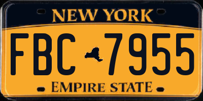 NY license plate FBC7955