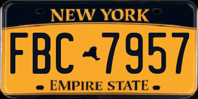 NY license plate FBC7957