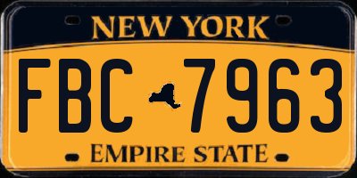 NY license plate FBC7963