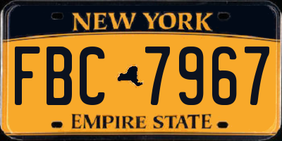 NY license plate FBC7967